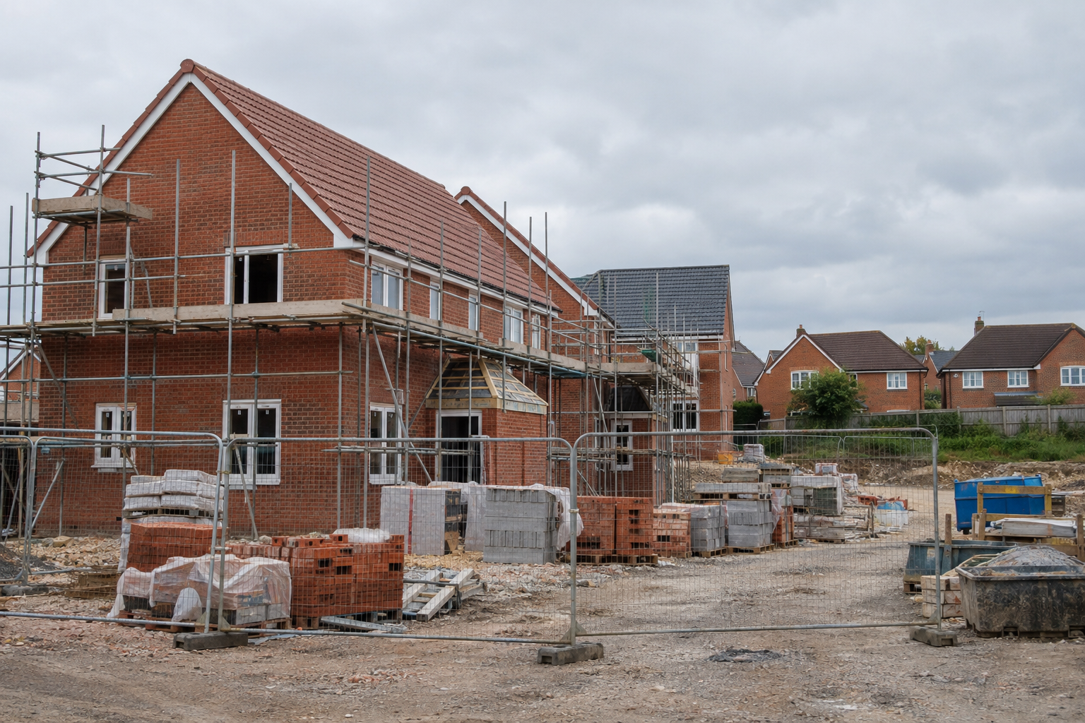 Red-brick homes under construction in England, illustrating the National Planning Policy Framework’s housing focus